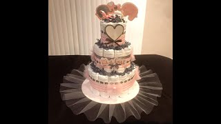 Pink and gray diaper cake [upl. by Cosetta]