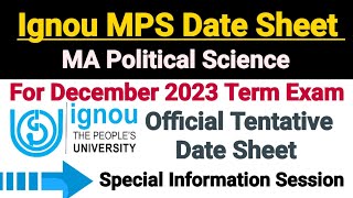 Ignou MA Political Science Date Sheet  For Dec 2023 Term End Exam [upl. by Schonfeld769]