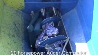 BLUE RHINO AUGER COMPACTOR 20 hp crushing wood and sofas [upl. by Tawney]