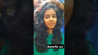 Butterfly hair cut of my customer youtubeshorts haircut butterfly [upl. by Seif]