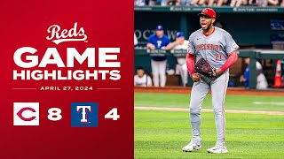 Reds vs Rangers Game Highlights 42724  MLB Highlights [upl. by Eelime34]