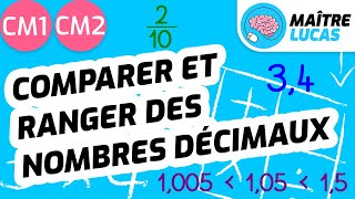 Comparer et ranger des nombres décimaux CM1  CM2  Cycle 3  Maths  Mathématiques [upl. by Alyakcim]