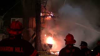 COLLAPSE of 3 Alarm Fire Yeadon PA [upl. by Amsa]