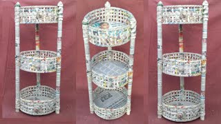 multi storage basket  newspaper basket  newspaper tokri  newspaper craft  HMA186 [upl. by Gerrald]