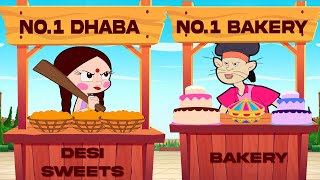 Chutki  Food Challenge  Dhaba VS Bakery  Cartoons for Kids in Hindi [upl. by Laucsap873]