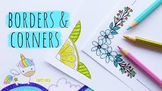 EASY BORDER amp CORNER DESIGNS FOR PROJECTS 3 💜 PROJECT WORK DESIGNS💜 How to DRAW a cute UNICORN [upl. by Collayer]