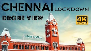 Chennai during COVID19 lockdown 4K aerial drone footage  INDIA  Greater Chennai Police  CSK [upl. by Tnerual]