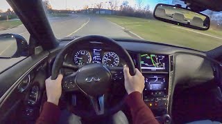 2021 Infiniti Q50 Red Sport 400 AWD  POV Night Drive Binaural Audio [upl. by Stargell44]