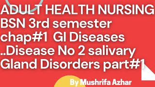 Adult Health Nursing BSN 3rd semester chap1 GI Diseases Disease No2 Salivary Glands Disorders [upl. by Akener992]