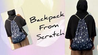 Drawstring backpack from scratch  cloth bag making [upl. by Whall662]