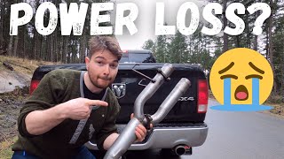 RAM 1500 Muffler Delete 57 HEMI POWER LOSS  Backpressure Myth  1 Year Review [upl. by Annairda]