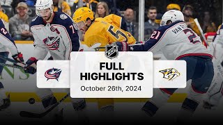 Blue Jackets at Predators  October 26 2024  NHL Full Game Highlights [upl. by Frankel]