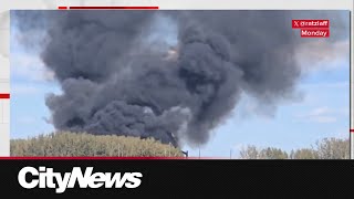 Gas well fire north of Calgary extinguished investigation underway [upl. by Kristien907]