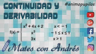 Continuidad y derivabilidad de una función “a trozos” 02 BACHILLERATO MATEMÁTICAS [upl. by Wyck819]