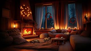 Rainy Evening Bliss  Cozy Cabin with Crackling Fire Sleeping Cats and the Sound of Rainfall [upl. by Manwell171]