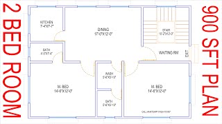 HOUSE PLAN DESIGN  EP 137  900 SQUARE FEET 2 BEDROOMS HOUSE PLAN  LAYOUT PLAN [upl. by Glynda]