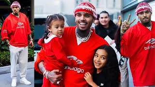 Chris Brown is mobbed by crazy fans as he arrives at the Lakers vs Boston Celtics game in LA [upl. by Ahsinit]