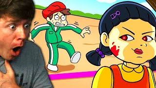 Reacting to SQUID GAME Logic Cartoon Animation [upl. by Lunn]