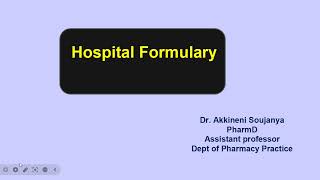 Hospital formularyPharmD IVhospital pharmacyBPharm IV year VII sempharmacy practicePCI syllabus [upl. by Tayler]