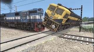 Train vs Train 2  Two Trains Crossing each other at Diamond Crossing  Train Simulator 2022 [upl. by Summer]