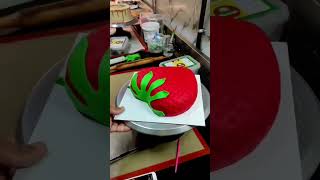 Strawberry 🍓fondantcake video Instagramrails viral video cake ❤️👍🍓Hyderabad [upl. by Mailli]