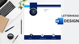 How to make Professional blue letterhead graphic template in MS word  Letterhead design in ms word [upl. by Annaili375]