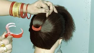 Easy Beautiful Juda Hairstyle  cute bun hairstyles F wedding for long hair done by Peehu Hairstyle [upl. by Sandler322]