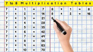 7 to 8 Multiplication Tables  7 amp 8 table  7 times table  8 times table  Multiplication Tables [upl. by Robert]