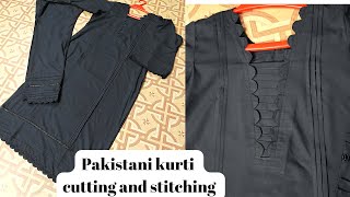 Designer kurti  Pakistani kurti cutting and stitching  latest neck design  sleeves design [upl. by Llehsad]