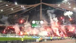 Panathinaikos  Olympiakos great atmosphere amp pyroshow  Gate 13 18032012 HD [upl. by Ittap]