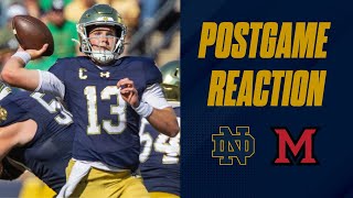 Notre Dame football vs Miami University RedHawks postgame reaction show  Irish win 283 [upl. by Ahsyas]