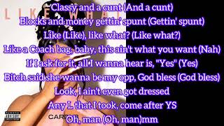 Cardi B  Like What Lyric [upl. by Neffirg]