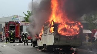 Wohnwagenbrand  Feuerwehr DRK amp Polizei Heppenheim im Einsatz Schauübung [upl. by Anilyx218]