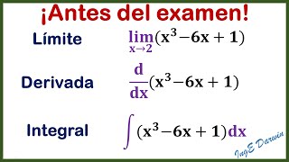 La clave Límite derivada e integral  función polinómica  Repaso antes del examen  clase 2 [upl. by Ilario73]