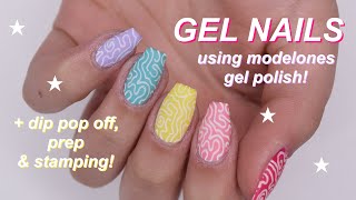 GEL nails using MODELONES gel polish  stamping design [upl. by Nwahsat]