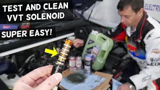 HOW TO TEST AND CLEAN VVT SOLENOID ON A CAR VARIABLE TIMING SOLENOID FIX [upl. by Baun]