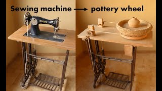 Potters wheel made from an old sewing machine DIY [upl. by Thormora]