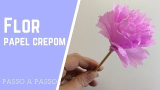 Flor de papel crepom FÁCIL de fazer [upl. by Aremihc765]