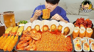 ASMR MUKBANG 직접 만든 가리비 열라면 김밥 김치 유부초밥 먹방 RAMYEON amp KIMBAP MUKBANG EATING SOUND [upl. by Diamante752]