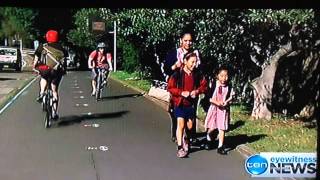 Channel 10 News  Fort Street Primary School  Cyclists  Shared Path 130919 [upl. by Attemaj]