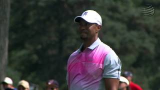 Tiger Woods nearly holes approach on No 8 at Bridgestone [upl. by Araed]