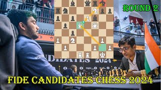 3 PAWNS SACRIFICE Praggnanandhaa vs Gukesh  FIDE Candidates Chess 2024  R2 [upl. by Eidnim430]