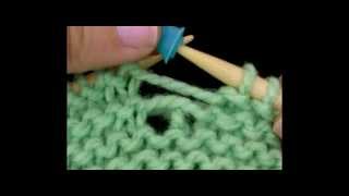 How to knit  How to pick up and fix a dropped stitch a hole in garter stitch knitting tutorial [upl. by Allissa]