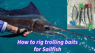 Rigging garfish trolling baits for Sailfish amp catching them from a Tinny [upl. by Laurel]