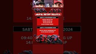 Jadwal Race MOTOGP Malaysia Sprint Race sabtu 2 November motogp jadwalmotogp2024 malaysiangp [upl. by Idak412]