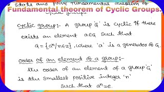 Cyclic Group  Fundamental theorem of cyclic groups Group theory  Modern algebra [upl. by Darcia]