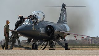 4Kᵁᴴᴰ Lockheed TF104GM Starfighter quotBlack Beautyquot J79 Engine Test Run with LOUD HOWL [upl. by Thill27]