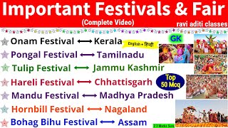 Important Festivals of India  All State Important Festival Questions Currnet Affairs Gk in English [upl. by Vaughn]