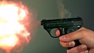 HS Gaspistole Modell 5 Cal 8 mm Knall PTB 100 in Zeitlupe  Slow motion Blank Gun [upl. by Johnathon]