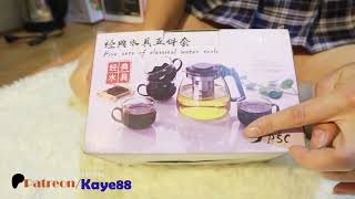 Beautiful glass tea and coffee maker set how to use a tea pot properly  Kaye CooKing88 [upl. by Eannaj350]